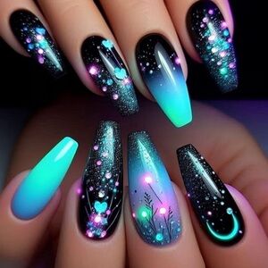 Coffin Style Themed Fake Press On Nails NWT